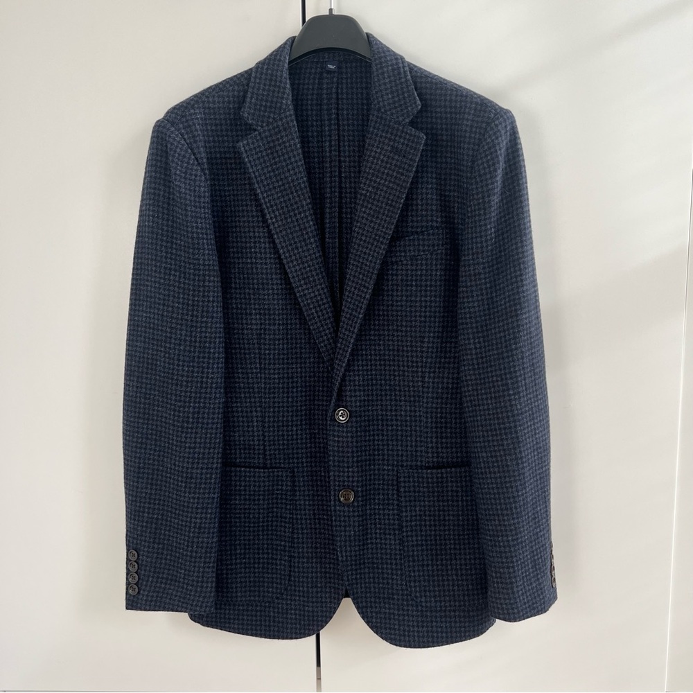J. Crew Thompson blue black herringbone blazer jacket 36